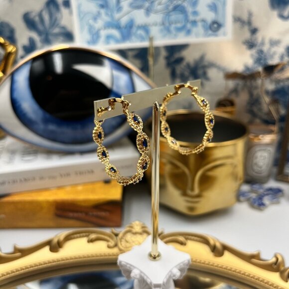 🆕 CRYSTAL HAZE 🧿 BNWT Evil Eye Hoops - Picture 12 of 15